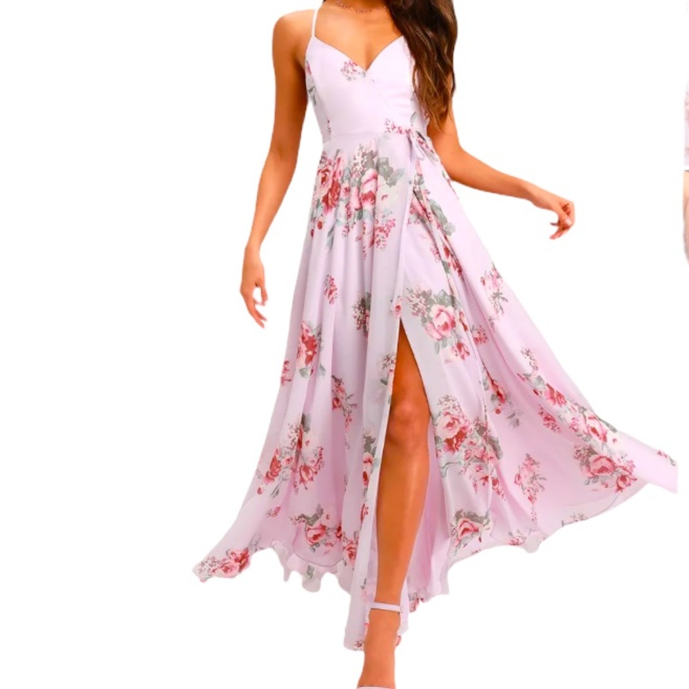 Lulu's Floral Maxi Dress in Pink and White